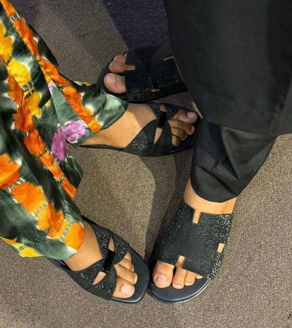 Gbaura Rhinestone "H" Slides (couple set)