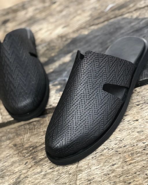 Gbaura Black Skin Handmade Half Shoe