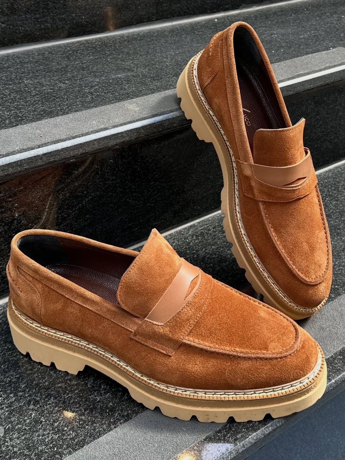 Gbaura Handmade Tan Suede Leather Loafers