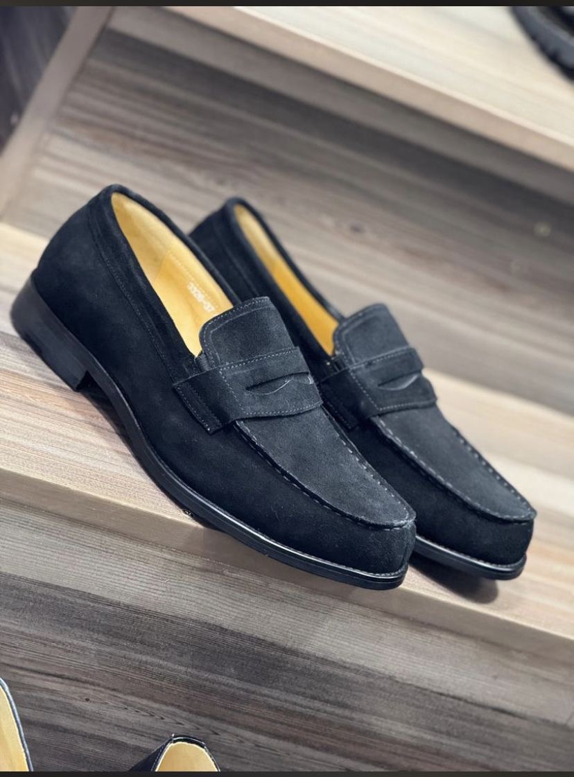 Gbaura Handmade Black Suede  Loafers.